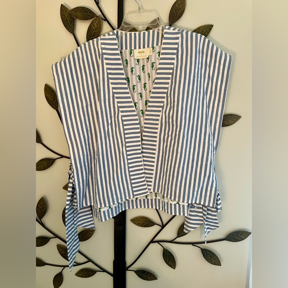 Maeve by Anthropologie Blue and White Striped vest.